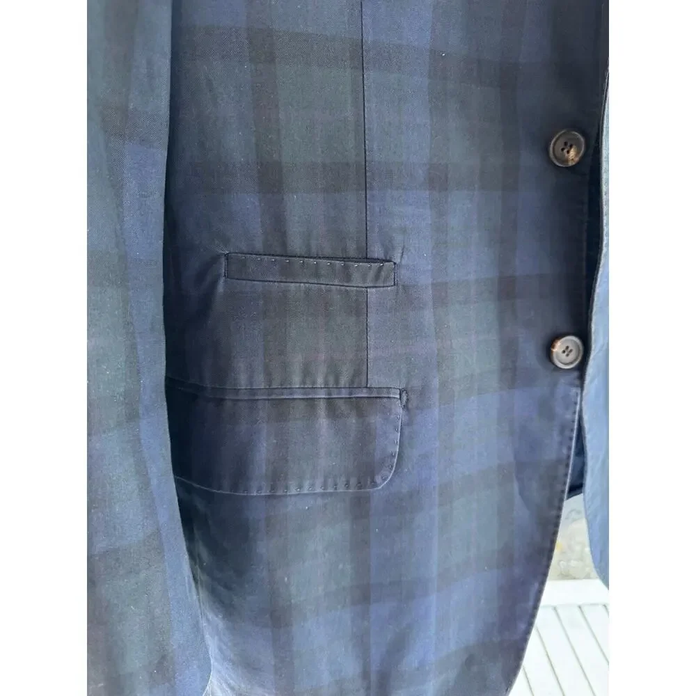 Brunello Cucinelli Blackwatch Plaid Cotton Blazer Jacket Size 50/40 Italy Men